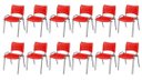 Ver imagem 2 de Cadeira Iso Base Cinza Escola, Escritório Vermelho Kit 12 Un