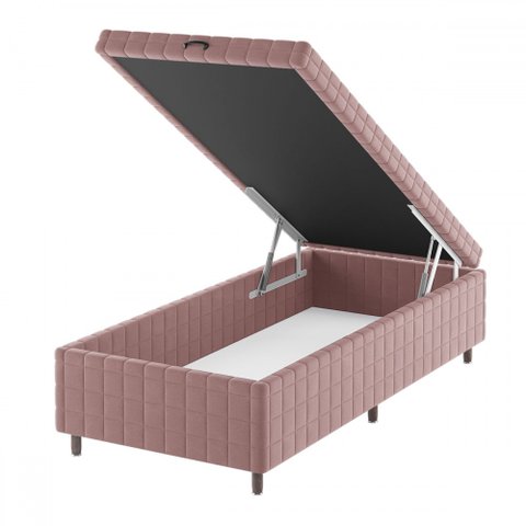 Base de Cama Box Solteiro Vision com Baú Turkey/rose - Vian