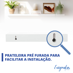 1 Prateleira Branca 30X20 Com Suporte Flutuante Mdf  Organizadora Decoração Cozinha Quarto Banheiro - 5