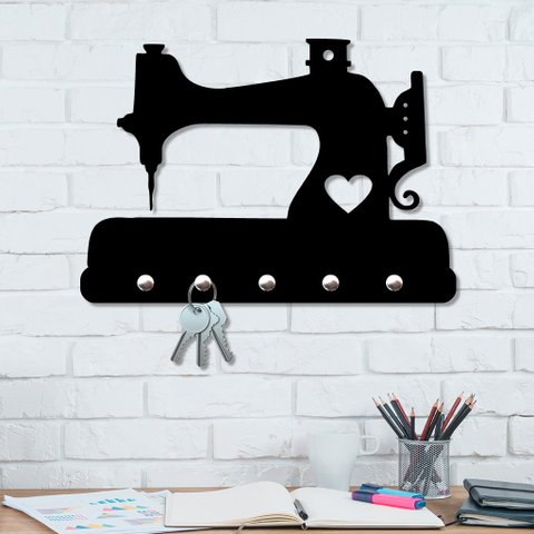 Porta Chaves de Parede 6mm Galo e Galinha Decorativo em MDF:PRETO