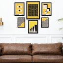 Ver imagem 1 de Kit Composição 6 Quadros Artes Bauhaus Preto e Amarelo:moldura Preta