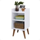 Ver imagem 6 de Mesa de Cabeceira Criado Quarto Escritório Max Retro - Branco
