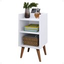 Ver imagem 5 de Mesa de Cabeceira Criado Quarto Escritório Max Retro - Branco