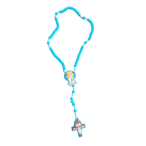 Terço Infantil Azul Anjo da Guarda e Jesus Caixinha