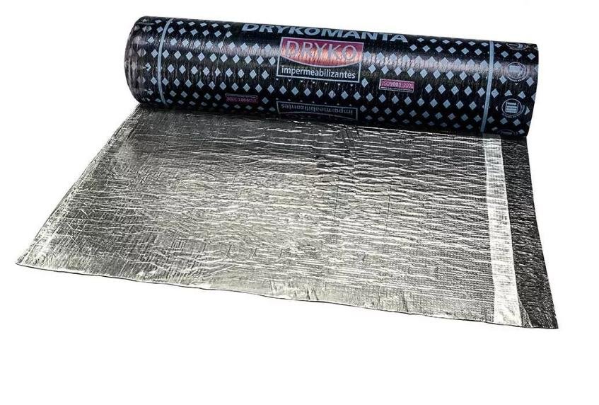 Manta Asfáltica Aluminizada Polialum Dryko 3mm 1m X 10 M (10m2) - Tipo Ii e Iii