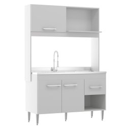 Armário de Cozinha Compacta para Kitnet 122x188cm Mdp Branco 0336 Menu - 2