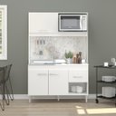 Ver imagem 1 de Armário de Cozinha Compacta para Kitnet 122x188cm Mdp Branco 0336 Menu