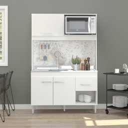 Armário de Cozinha Compacta para Kitnet 122x188cm Mdp Branco 0336 Menu - 1