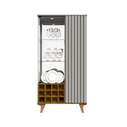 Cristaleira de Vidro 2 Portas Led Ripado Off White Naturalle Elba Bechara - 2