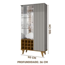 Cristaleira de Vidro 2 Portas Led Ripado Off White Naturalle Elba Bechara - 4