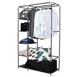 Organizador Dobravel com Arara Cabideiro 5 Prateleiras Armario Guarda Roupa Portatil - 5