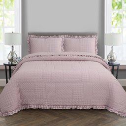 Colcha Babado King Fluffy 3pçs Rosé - 4