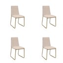 Ver imagem 1 de Kit 4 Cadeiras de Jantar Cozinha Industrial Lexa Veludo - Élpis Móveis - Bege - Dourada