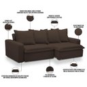 Ver imagem 7 de Sofá Retrátil Reclinável para Sala de Estar Living 195cm Vêneto F04 Veludo Marrom - Lyam Decor