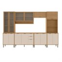 Ver imagem 2 de Cozinha Compacta Modulada 6 Peças 340cm 15 Portas e 2 Gavetas Colors Marrom Freijó/Nazca