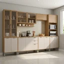 Ver imagem 1 de Cozinha Compacta Modulada 6 Peças 340cm 15 Portas e 2 Gavetas Colors Marrom Freijó/Nazca