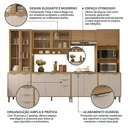Ver imagem 5 de Cozinha Compacta Modulada 6 Peças 340cm 15 Portas e 2 Gavetas Colors Marrom Freijó/Nazca