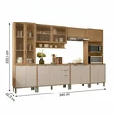 Ver imagem 3 de Cozinha Compacta Modulada 6 Peças 340cm 15 Portas e 2 Gavetas Colors Marrom Freijó/Nazca