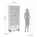 Ver imagem 5 de Cristaleira Londres 2 Portas de Vidro e Gaveta 75x178cm Branco 250294