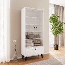 Ver imagem 1 de Cristaleira Londres 2 Portas de Vidro e Gaveta 75x178cm Branco 250294