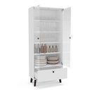 Ver imagem 3 de Cristaleira Londres 2 Portas de Vidro e Gaveta 75x178cm Branco 250294