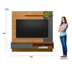 Painel Home Rack Ripado Linea Sevilha Nature / Chumbo (6069-207063) Linea Brasil - 2