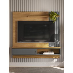 Painel Home Rack Ripado Linea Sevilha Nature / Chumbo (6069-207063) Linea Brasil - 7