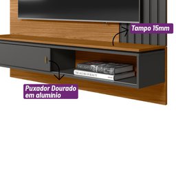 Painel Home Rack Ripado Linea Sevilha Nature / Chumbo (6069-207063) Linea Brasil - 5