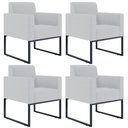 Ver imagem 1 de Kit 4 Poltronas Decorativas para Sala Recepção Base Fixa de Metal Helô L02 Linho Cinza - Lyam