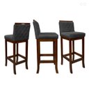 Ver imagem 2 de Kit 3 Banquetas Média para Bancada Nice Madeira Castanho Matelassê Suede Cinza CCS