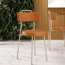 Ver imagem 2 de Kit 06 Cadeiras Decorativas Estofada Sala Jantar Barcelona Arena L02 Couríssimo Canela - Lyam