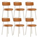 Ver imagem 1 de Kit 06 Cadeiras Decorativas Estofada Sala Jantar Barcelona Arena L02 Couríssimo Canela - Lyam