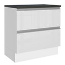 Ver imagem 1 de Balcão Armário de Cozinha 100% MDF 80 cm 2 Gavetas Frentes Branco Brilhante Acordes Madesa