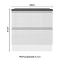 Ver imagem 3 de Balcão Armário de Cozinha 100% MDF 80 cm 2 Gavetas Frentes Branco Brilhante Acordes Madesa