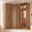 Ver imagem 1 de Guarda-Roupa Modulado 4 Peças MDF com LED e Porta Reflecta Macadâmia