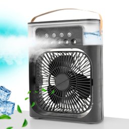 Ventilador Portátil Iluminação Umidificador Climatizador Usb de Mesa Preto 600ml - 11