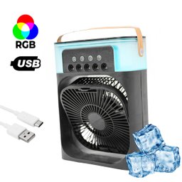 Ventilador Portátil Iluminação Umidificador Climatizador Usb de Mesa Preto 600ml - 9