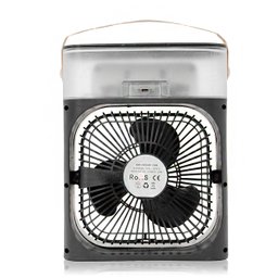 Ventilador Portátil Iluminação Umidificador Climatizador Usb de Mesa Preto 600ml - 2