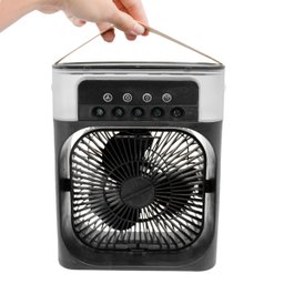 Ventilador Portátil Iluminação Umidificador Climatizador Usb de Mesa Preto 600ml - 8