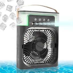 Ventilador Portátil Iluminação Umidificador Climatizador Usb de Mesa Preto 600ml - 5