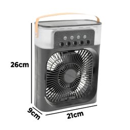 Ventilador Portátil Iluminação Umidificador Climatizador Usb de Mesa Preto 600ml - 4