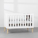Ver imagem 1 de Berço Mini Cama Noah com Pés Retrô Natural - Branco Abra Casa