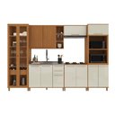 Ver imagem 5 de Cozinha Completa Modulada Berlim 13 Portas 3 Gavetas MDF-MDP 340cm Freijó-Off-White