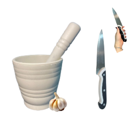 Kit Amassador de Alho e Faca