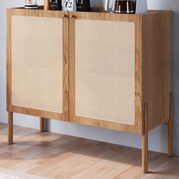 Balcão Bar 2 Portas 93cm Palhinha Pé Madeira 27928 Oslo Artesano - Hanover/pé Roble - 2