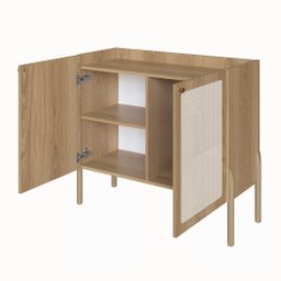 Balcão Bar 2 Portas 93cm Palhinha Pé Madeira 27928 Oslo Artesano - Hanover/pé Roble - 6