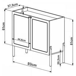 Balcão Bar 2 Portas 93cm Palhinha Pé Madeira 27928 Oslo Artesano - Hanover/pé Roble - 5