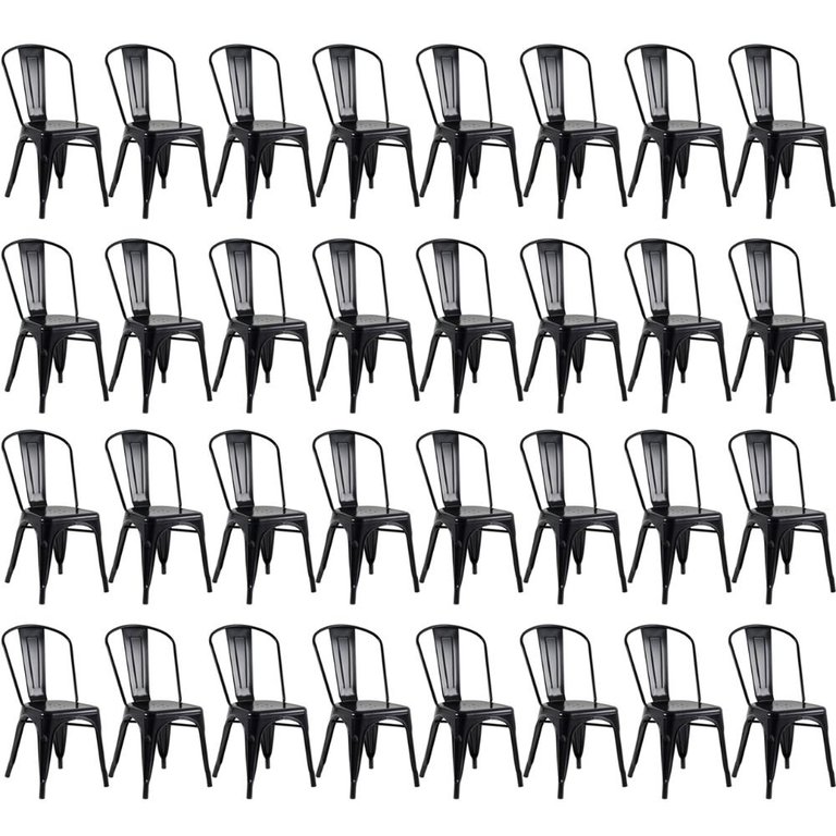 Kit 32 Cadeiras Iron Tolix - Preto - Semibrilho