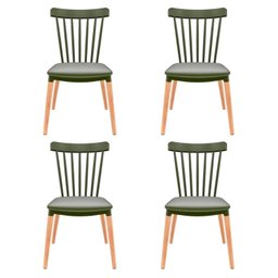 Conjunto com 4 Cadeiras para Sala de Jantar Windsor Pp - 1 Conjunto com 4 Cadeiras para Sala de Jantar Windsor Pp - 1
