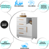 Cômoda Quarto Mdf Infantil Bebê 4 Gavetas 1 Porta Resistente:branco - 3